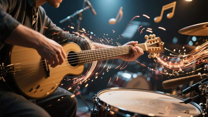 吉他手激情演奏图片