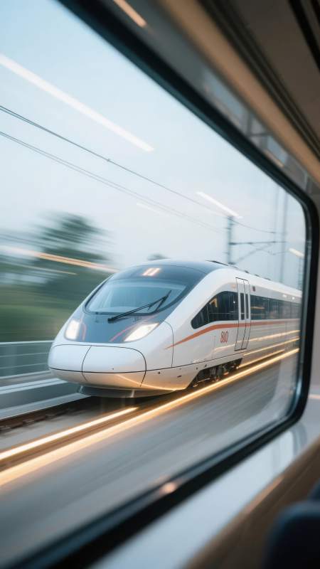 高速列车疾驰而过图片