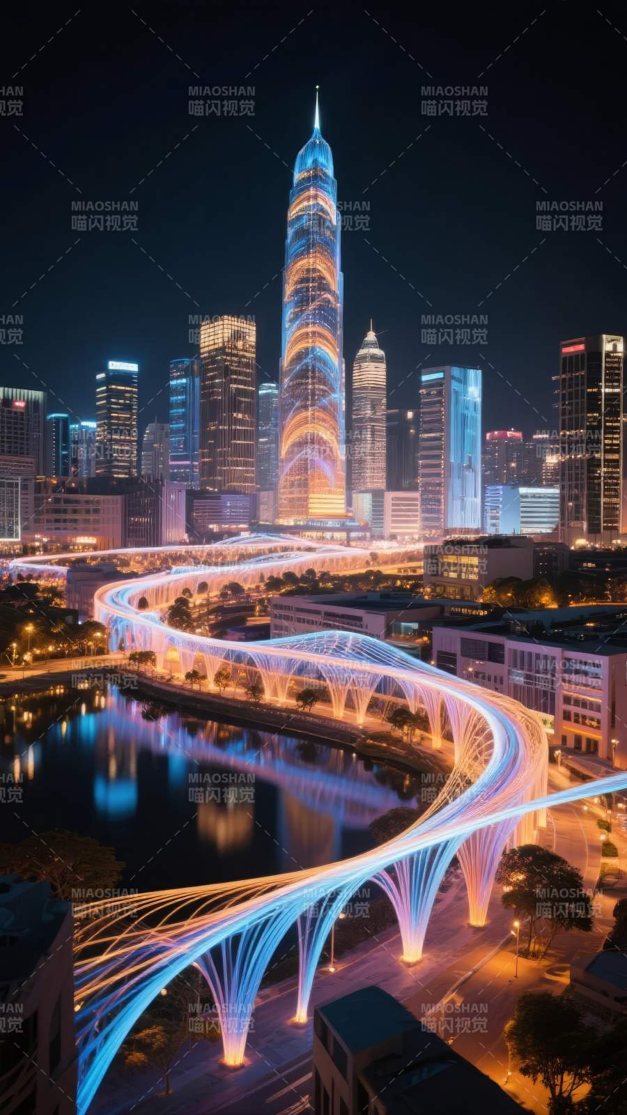 未来都市夜景图片