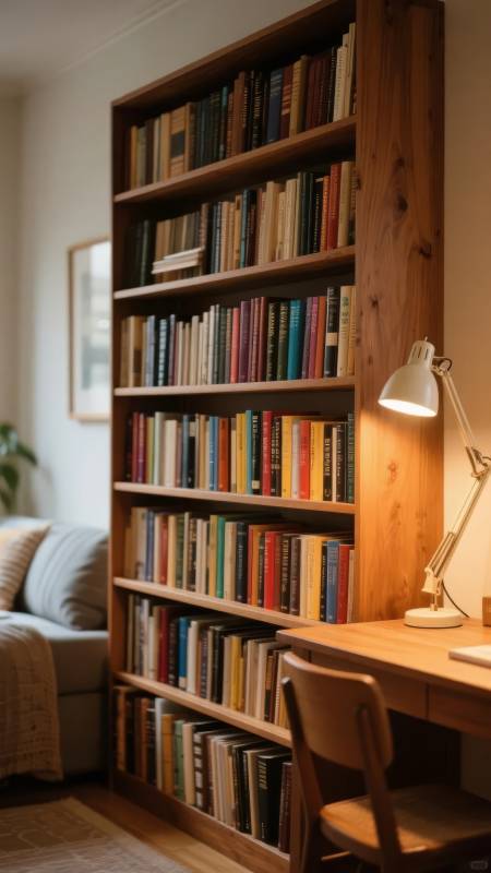 书架旁的温馨阅读角图片