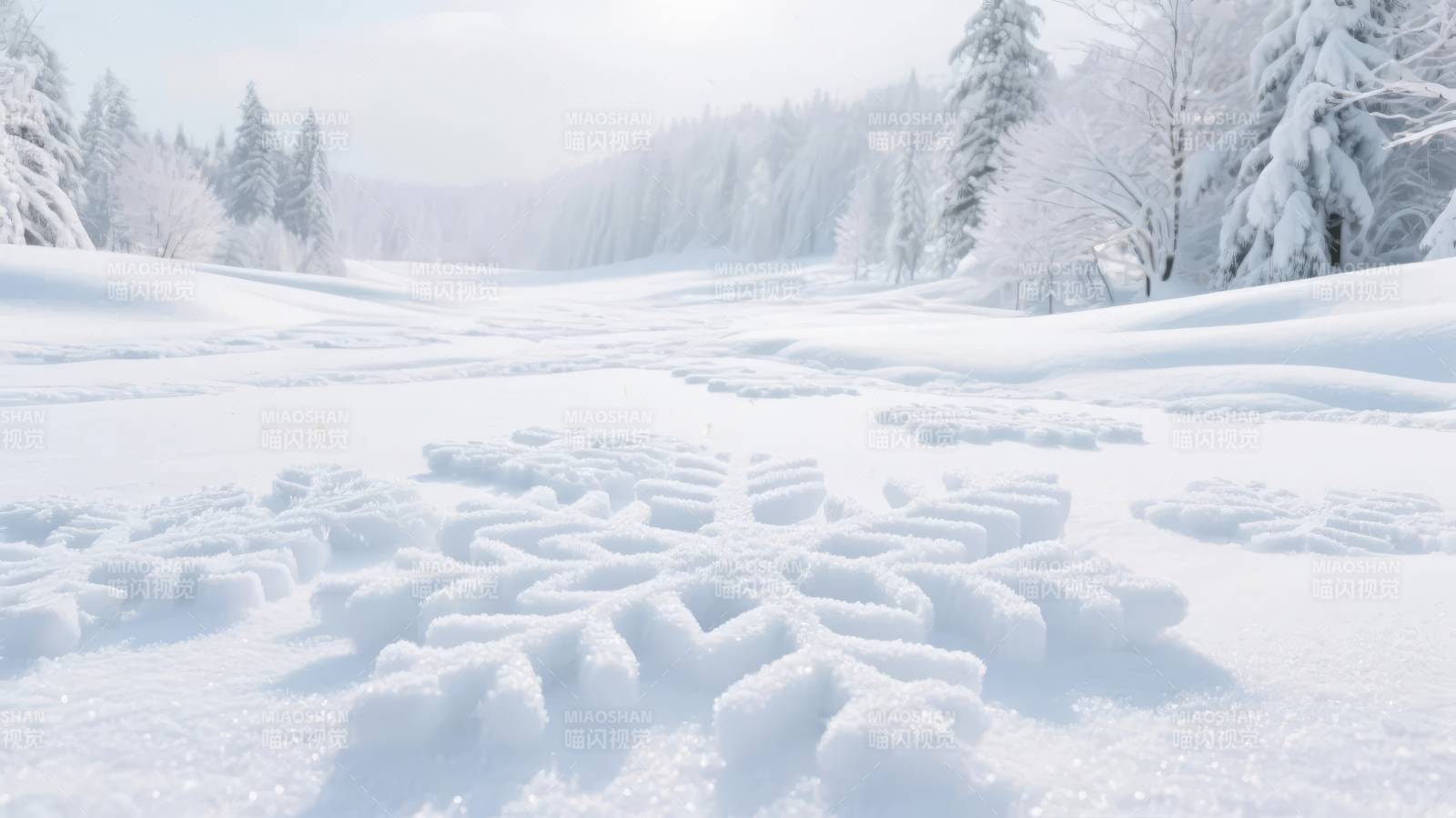 雪地足迹图片