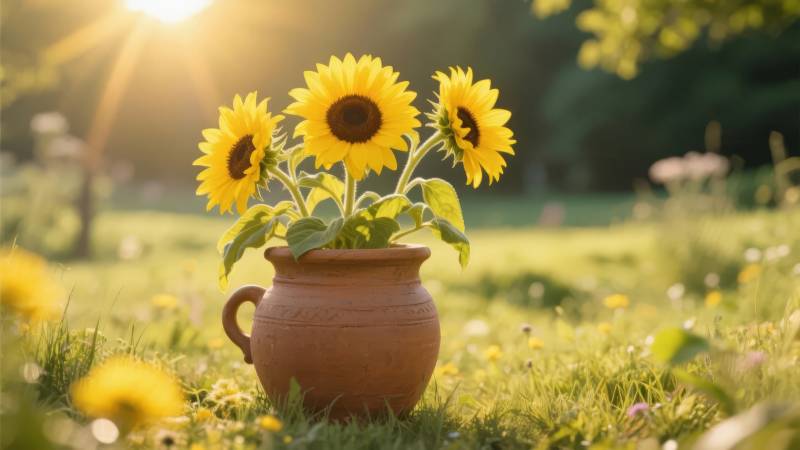 向日葵花盆图片