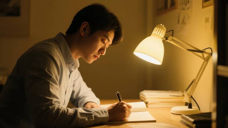 深夜伏案苦读图片