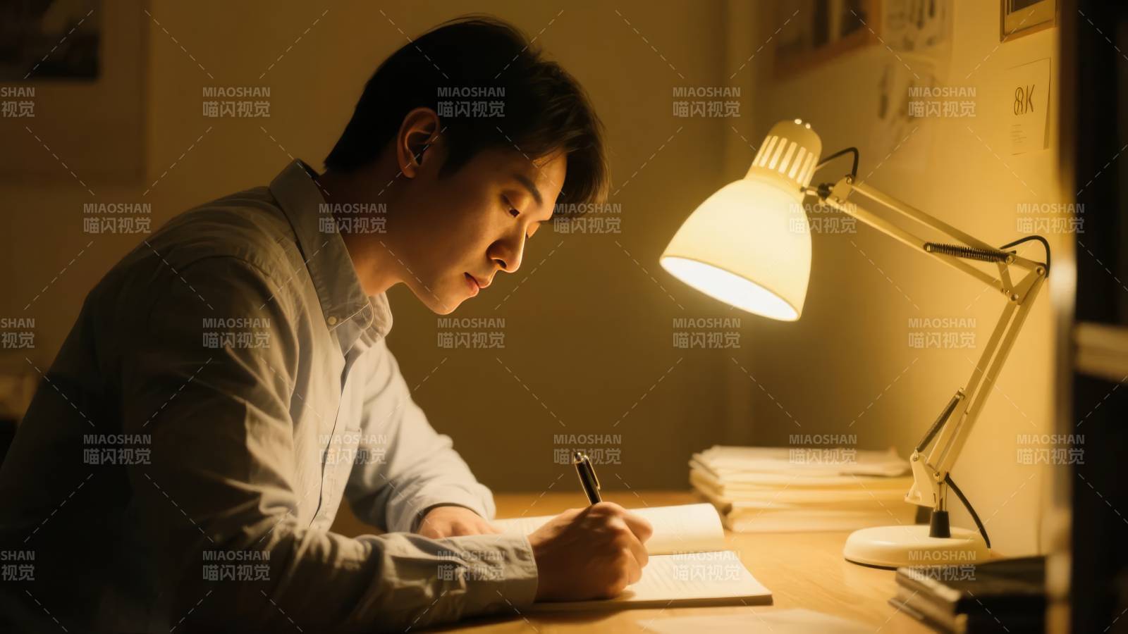 深夜伏案苦读图片