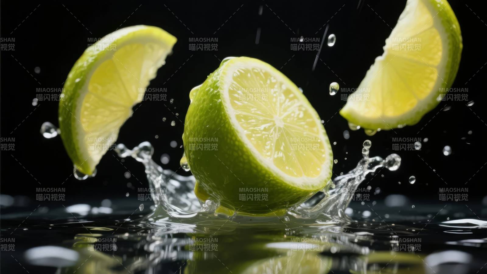 青柠飞溅水花图片