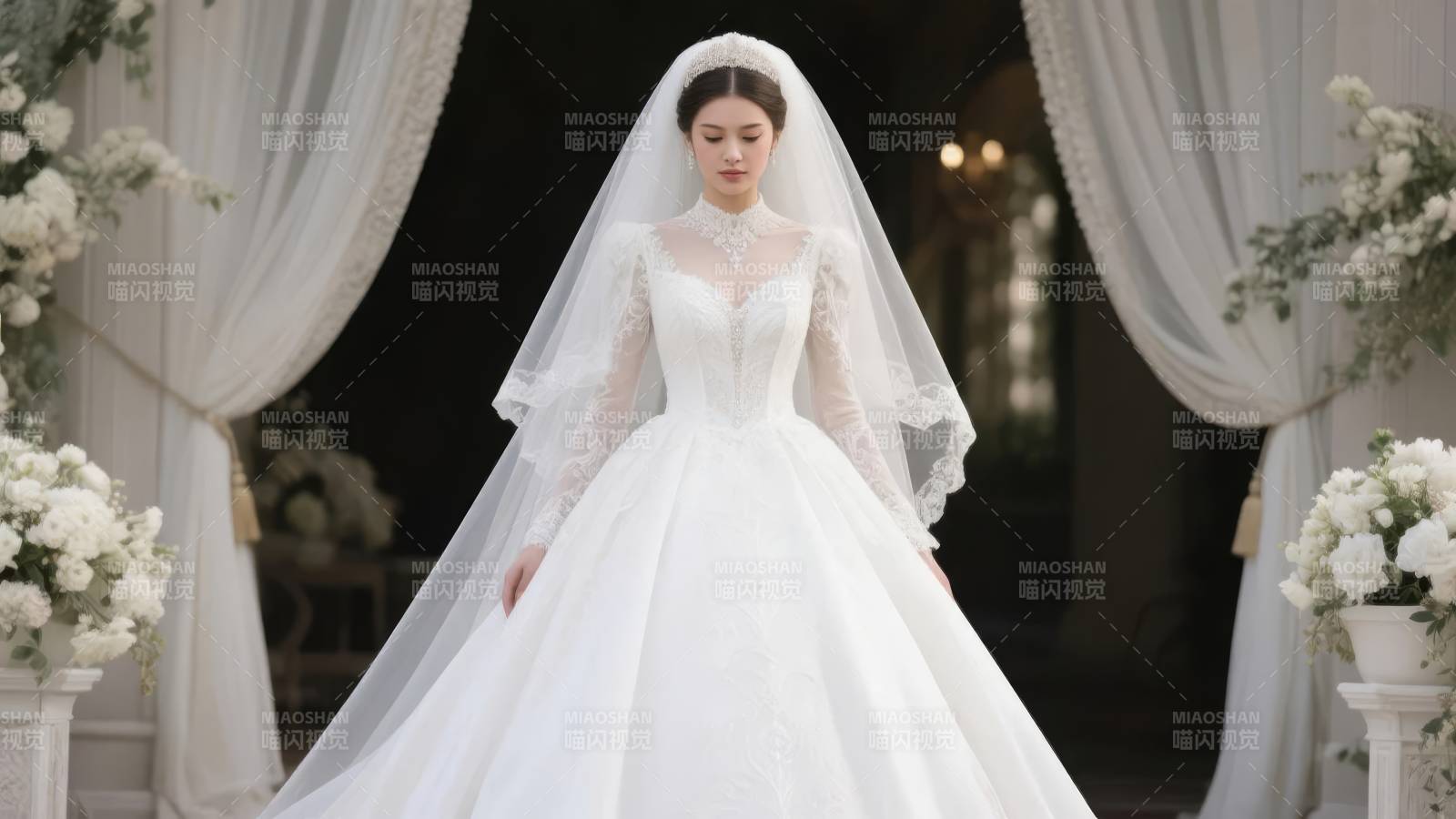 新娘优雅婚纱照图片