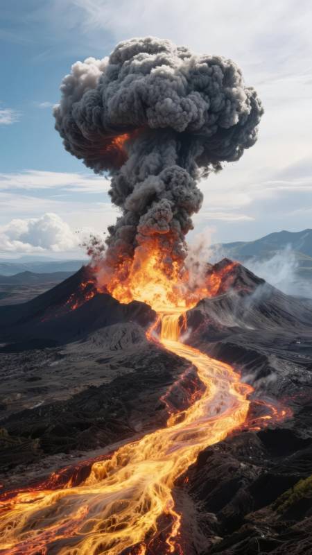 火山喷发 熔岩奔流图片