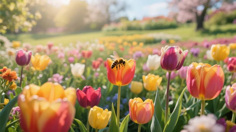 春日花海蜂舞图片