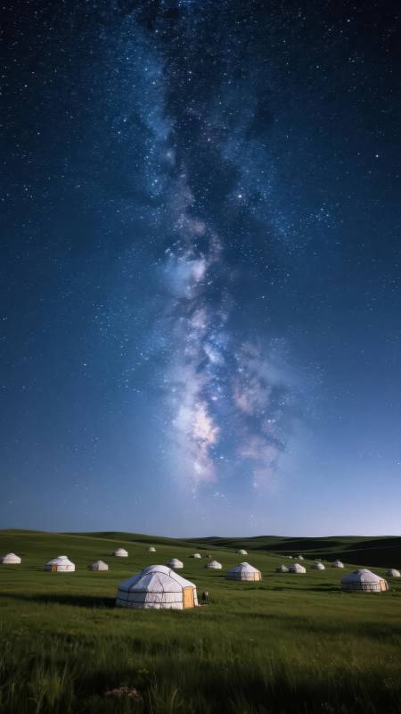 草原星河夜景图片