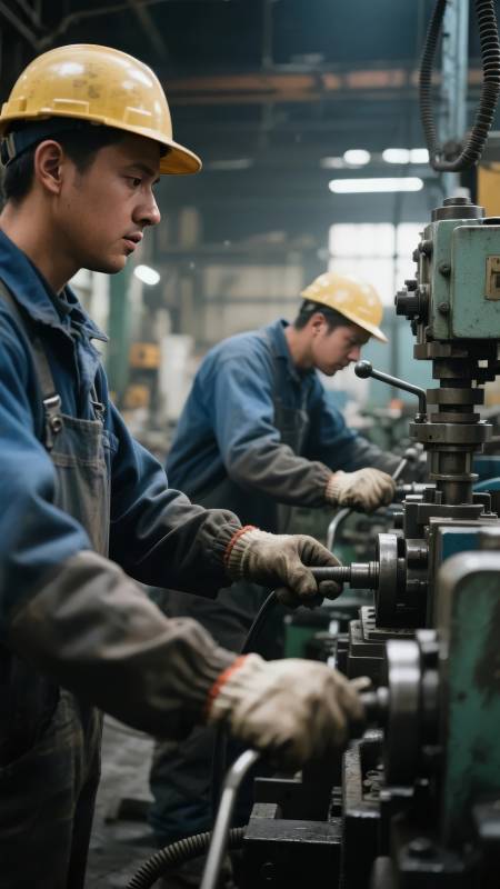 工厂工人操作机器图片