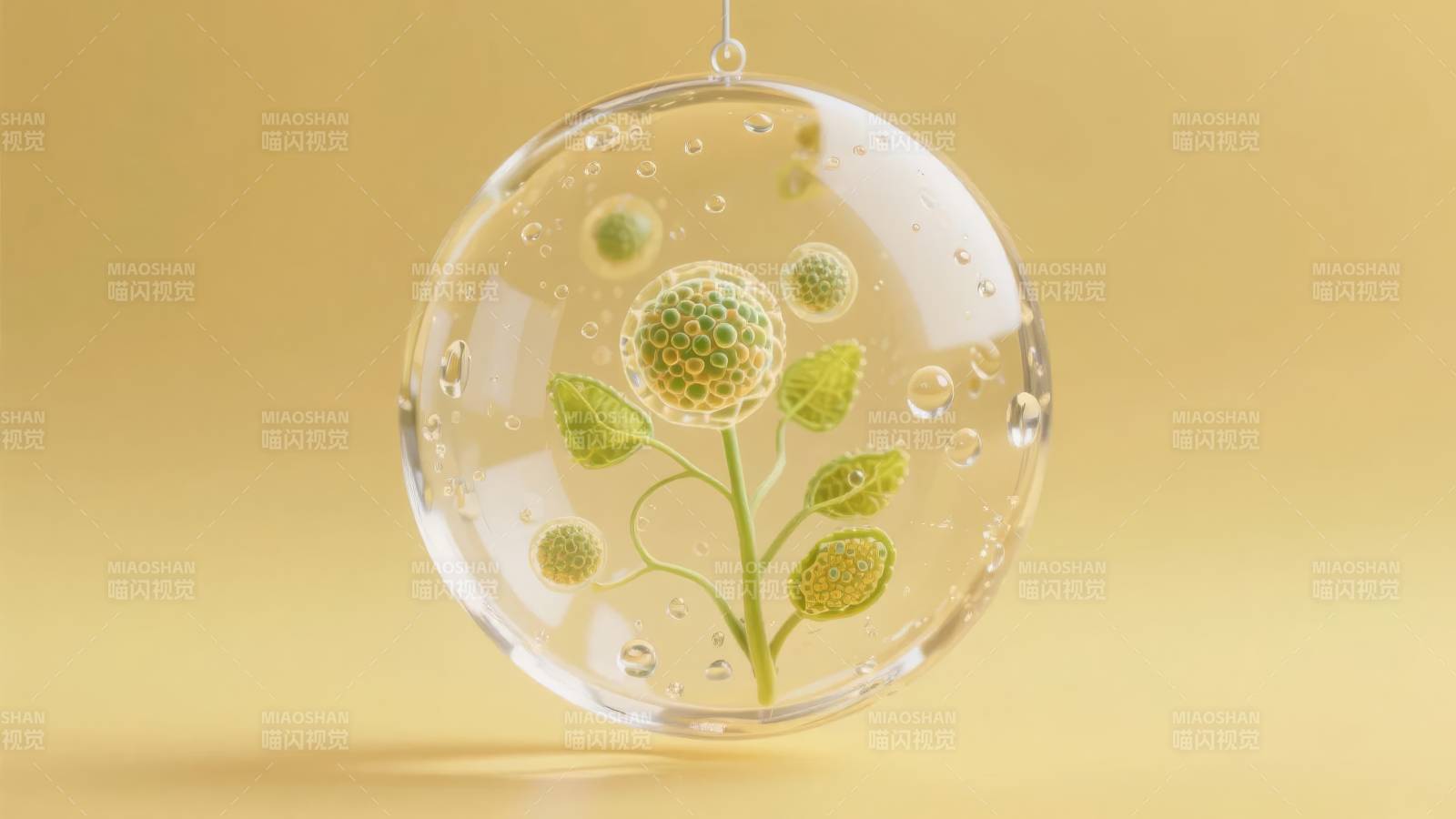 透明球中的绿植图片