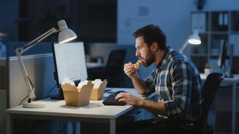 深夜加班吃外卖图片