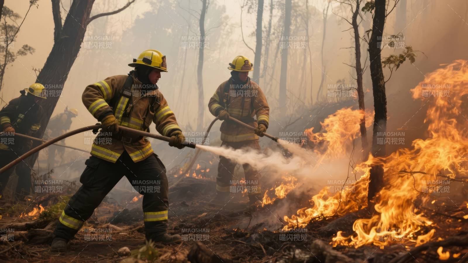 消防员扑灭山火图片