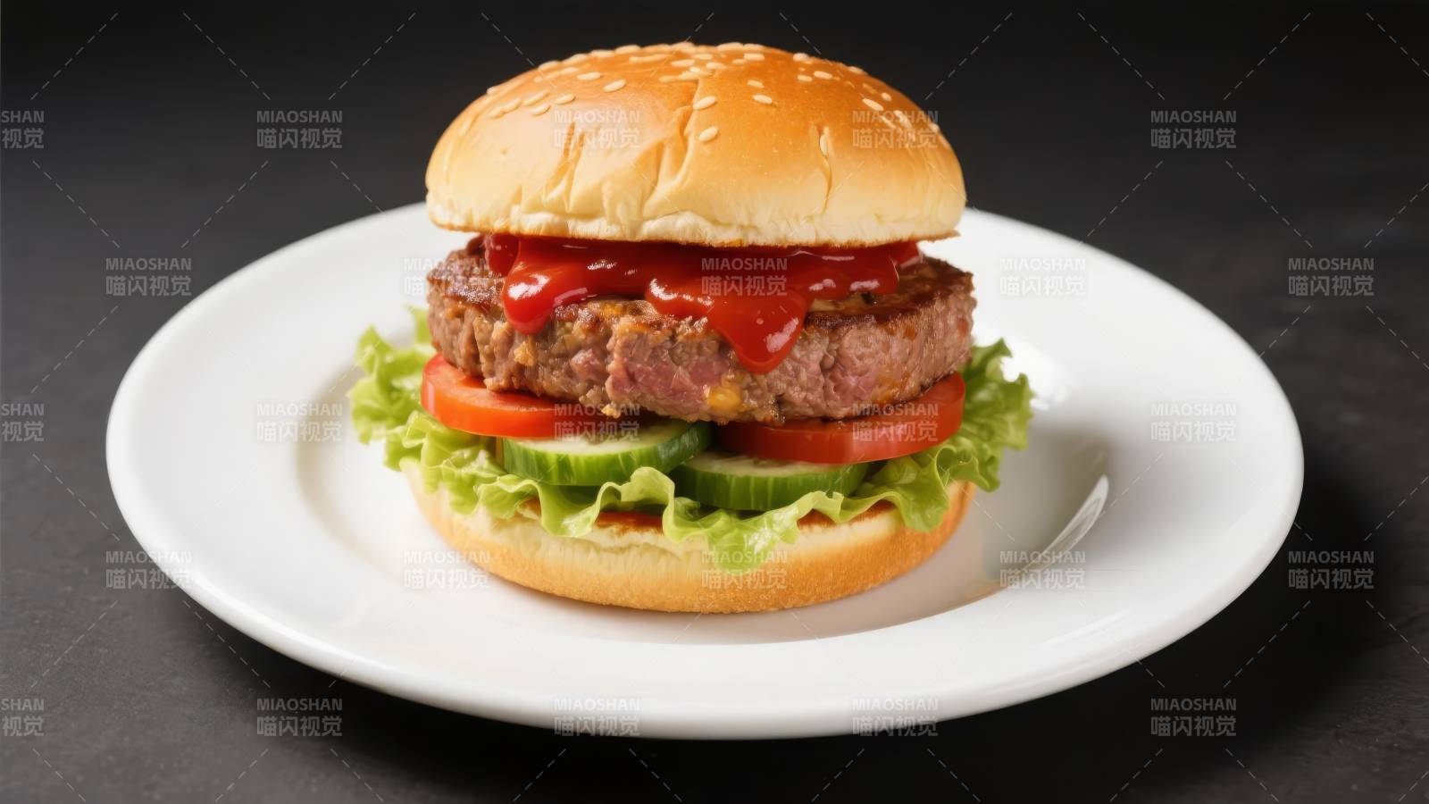 美味汉堡特写图片