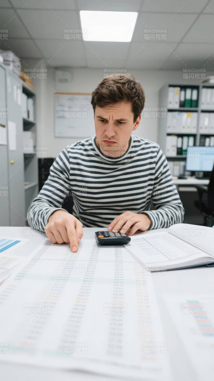 专注计算的办公青年图片