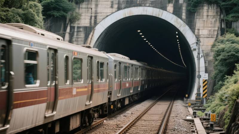 列车驶入隧道图片