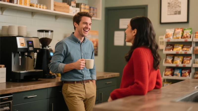 咖啡馆里的温馨对话图片