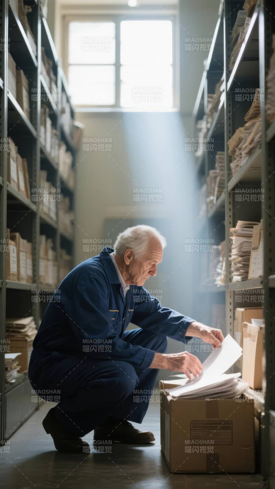 档案室里的老人图片