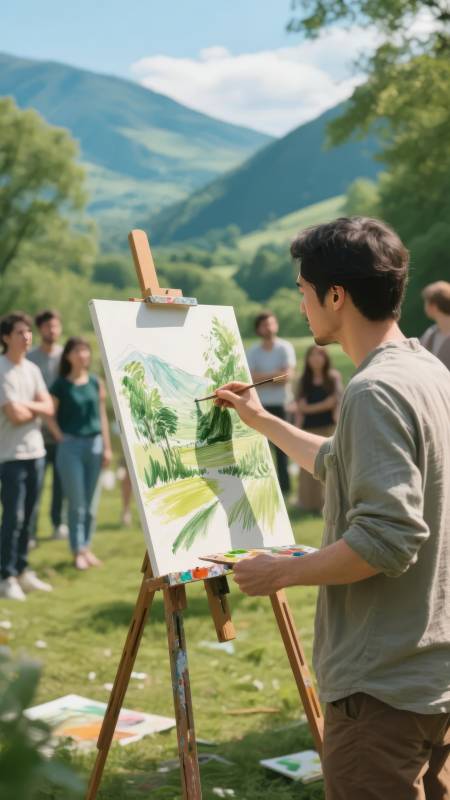 户外写生 山景入画图片