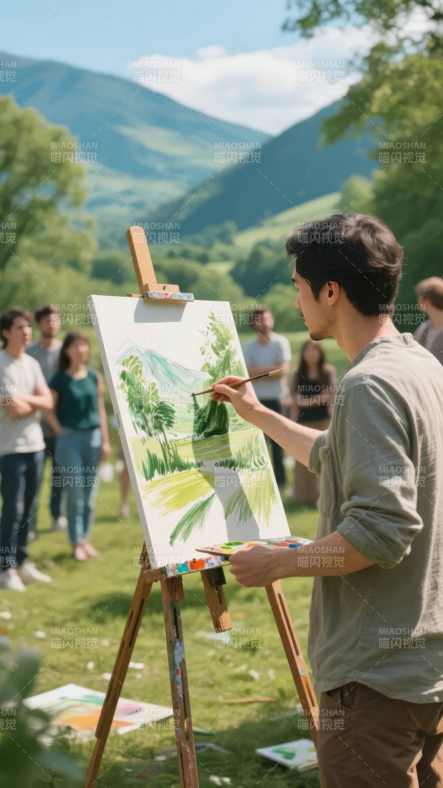 户外写生 山景入画图片