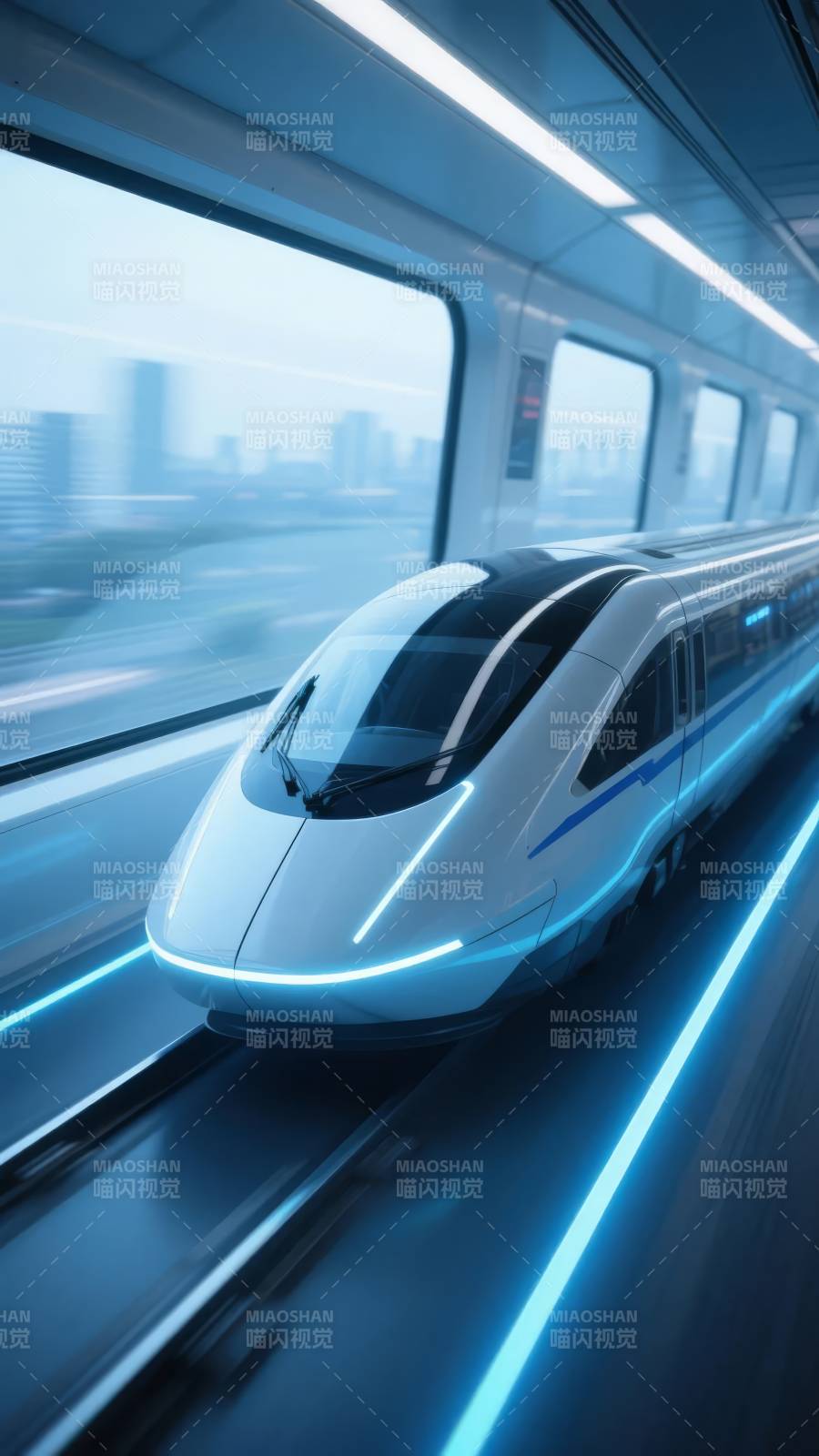 未来高速列车疾驰图片