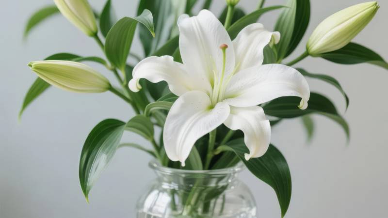 白色百合花束图片