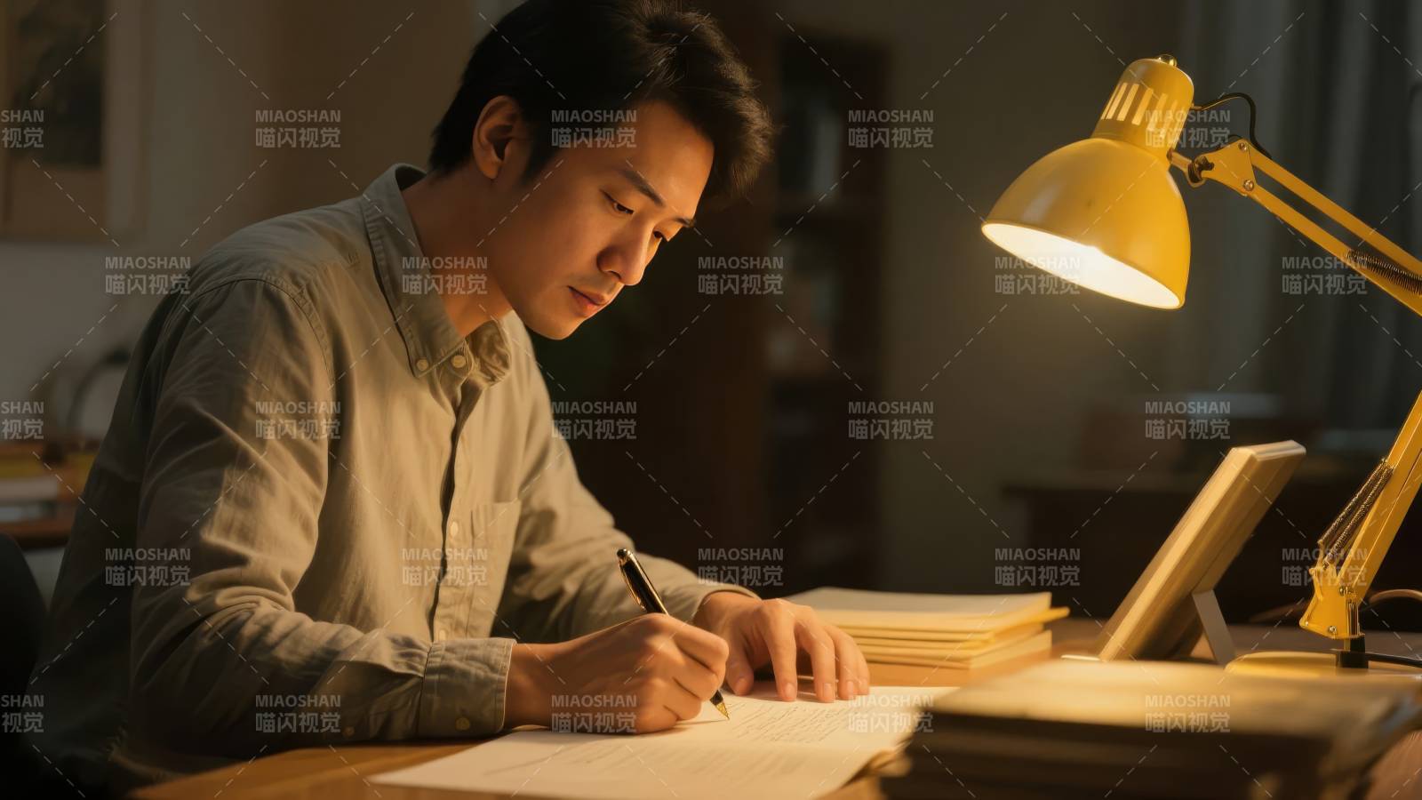 深夜伏案写作图片