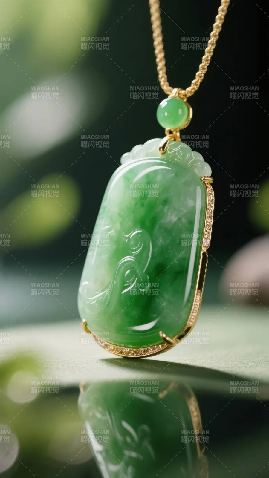 翠玉吊坠 金镶绿韵图片