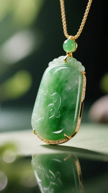 翠玉吊坠 金镶绿韵图片