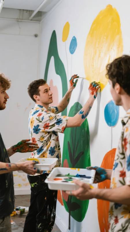 共同创作壁画图片