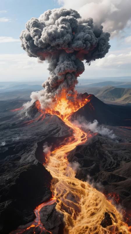 火山喷发 熔岩奔流图片