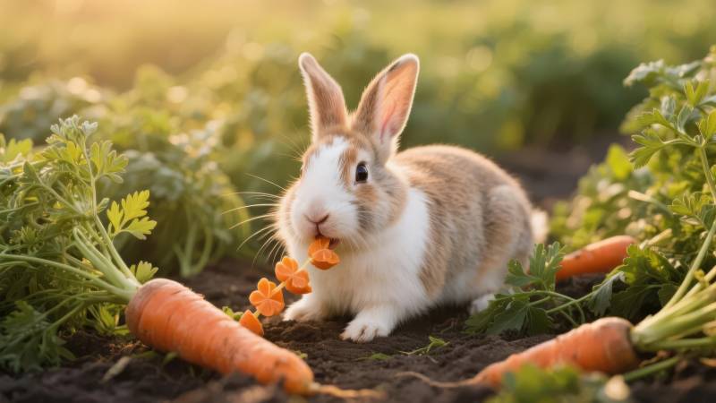 兔子啃胡萝卜图片