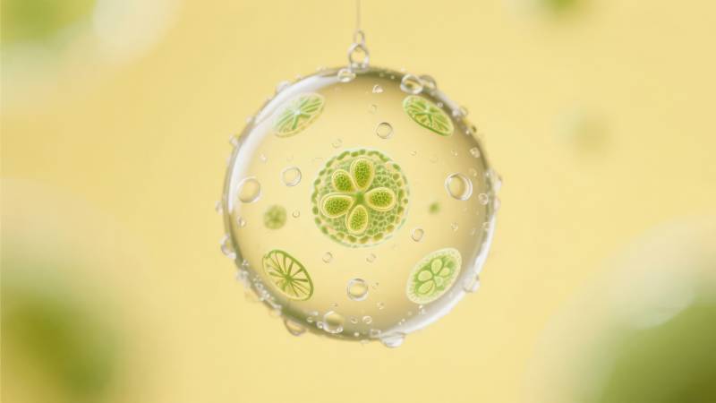 绿意水珠悬空图片