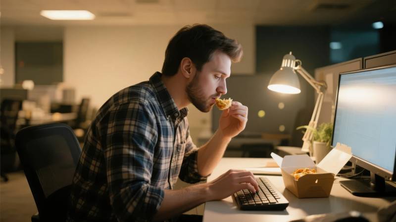 深夜加班吃外卖图片