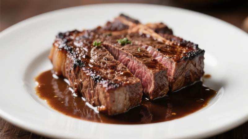 美味牛排配酱汁图片