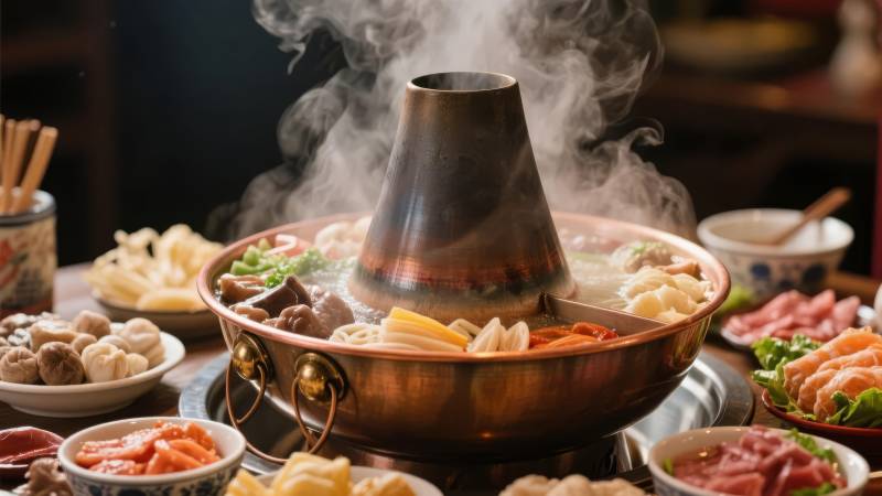 热气腾腾的火锅宴图片