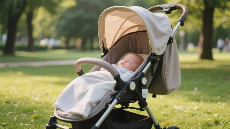 婴儿车中的宝宝图片