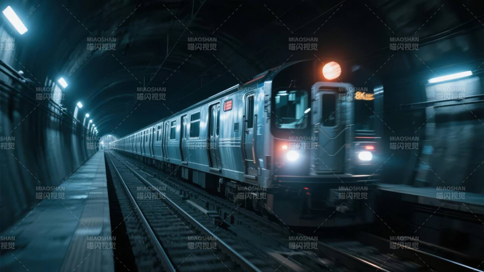 地铁隧道疾驰而过图片