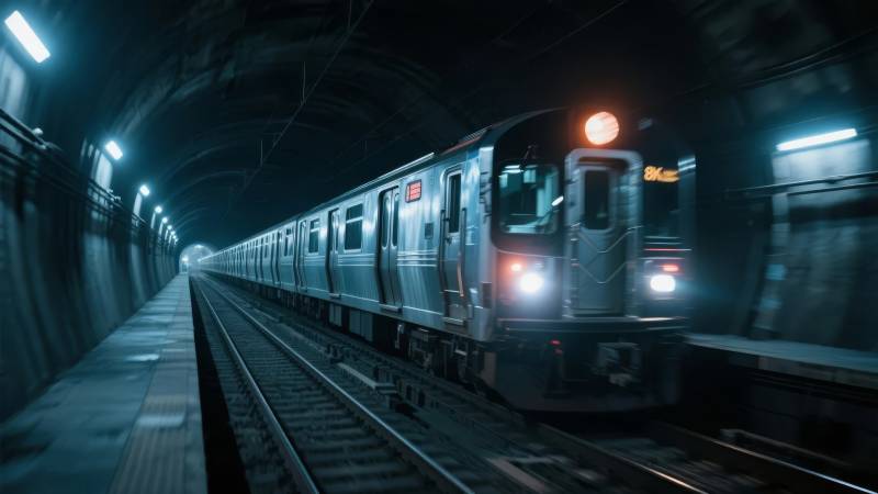 地铁隧道疾驰而过图片