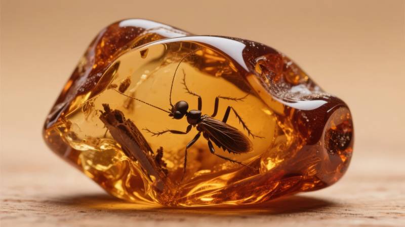 琥珀中的昆虫图片