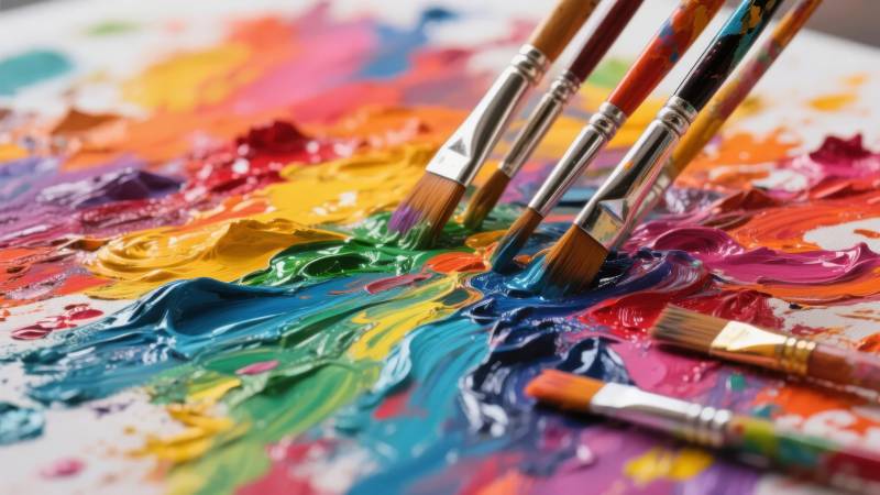 色彩斑斓的画笔图片