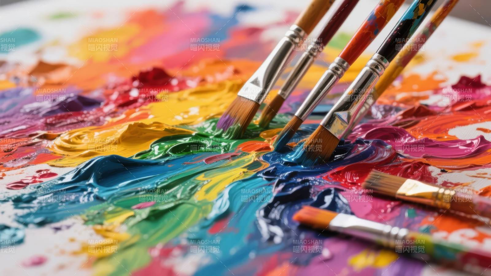 色彩斑斓的画笔图片