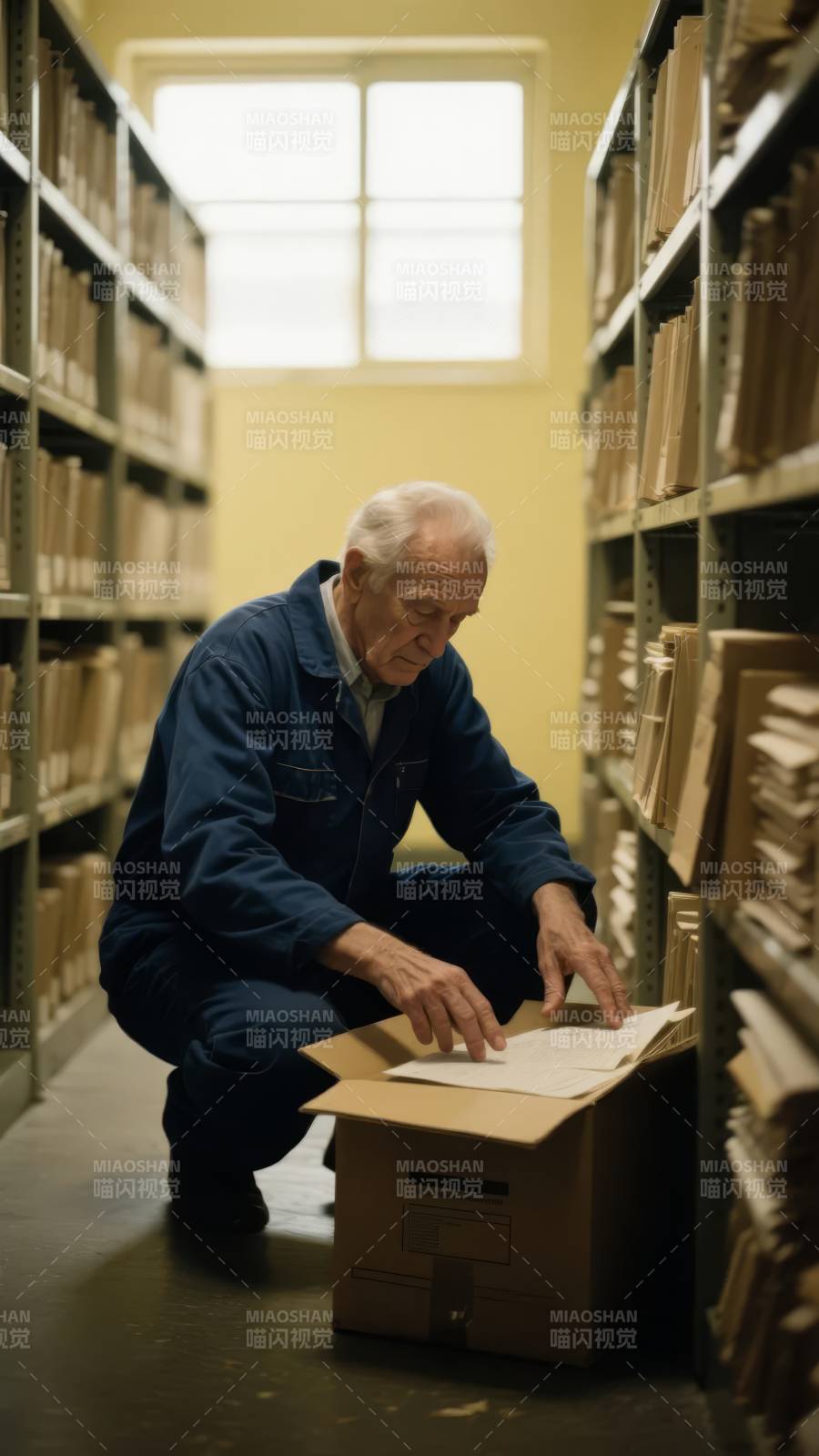 档案室里的老人图片
