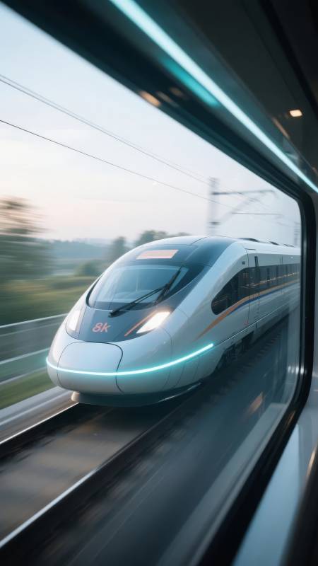 高速列车疾驰而过图片