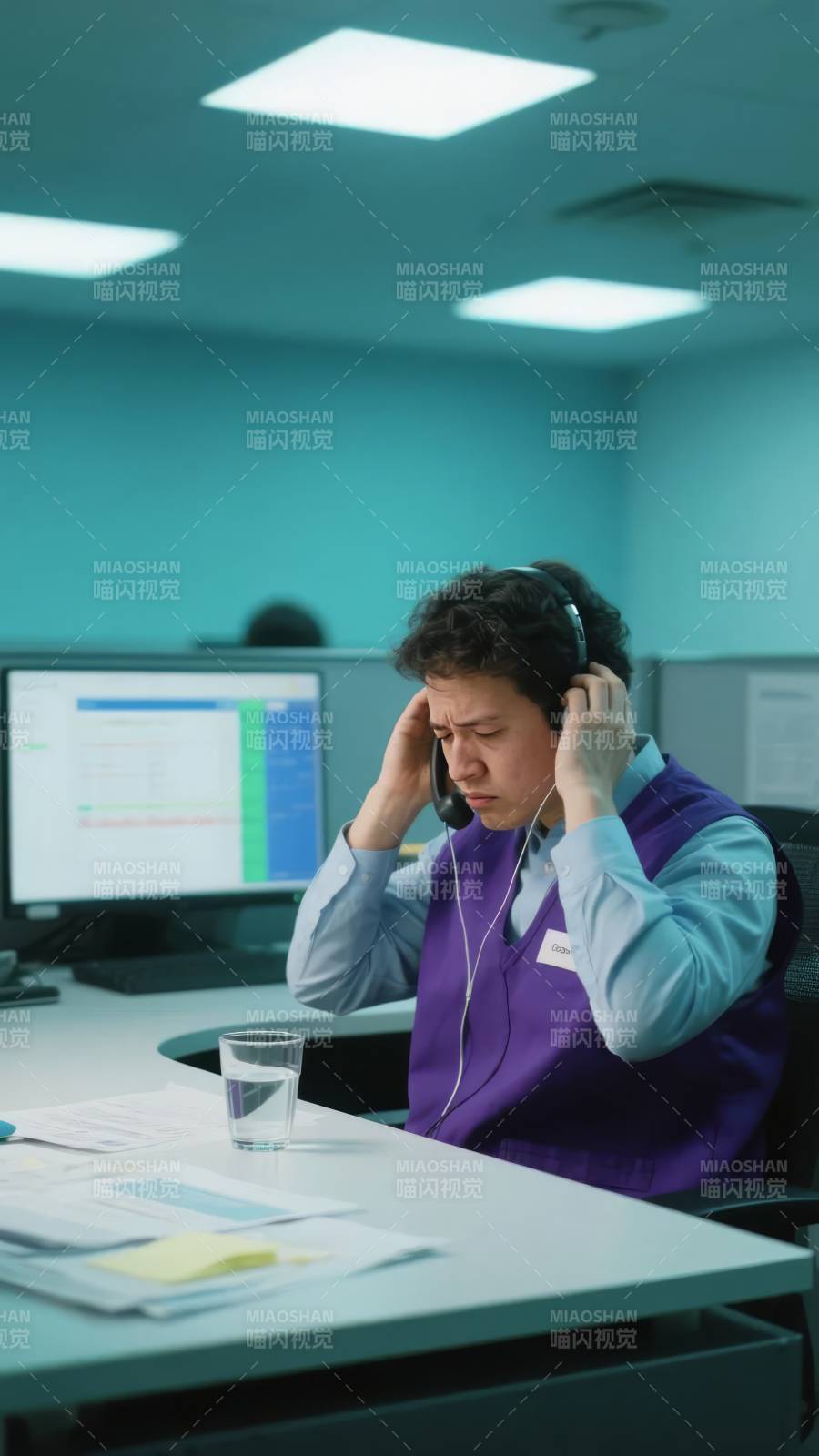 专注工作中的客服人员图片