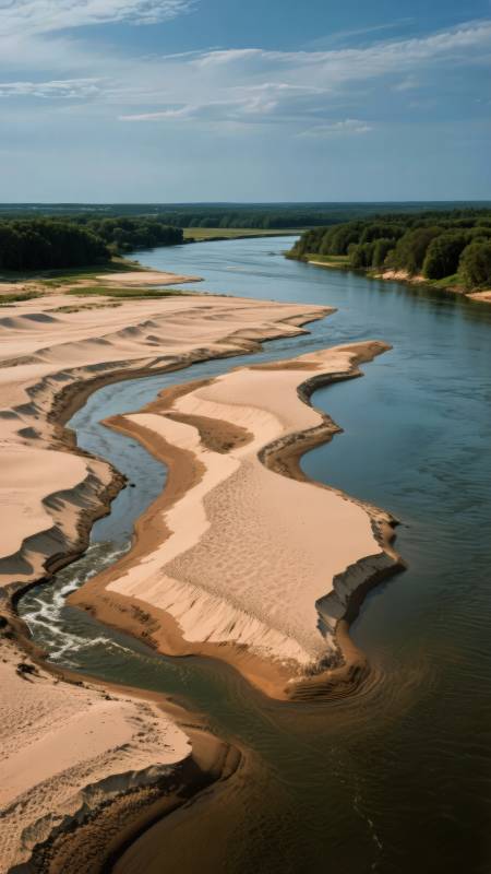 河滩沙洲蜿蜒图片