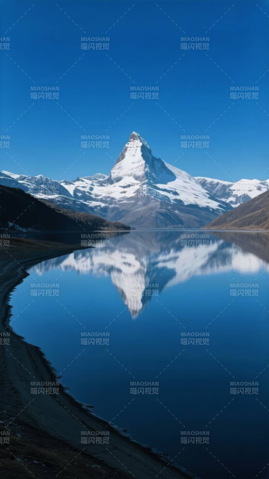 马特洪峰倒影湖图片