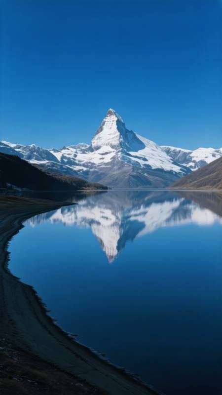 马特洪峰倒影湖图片