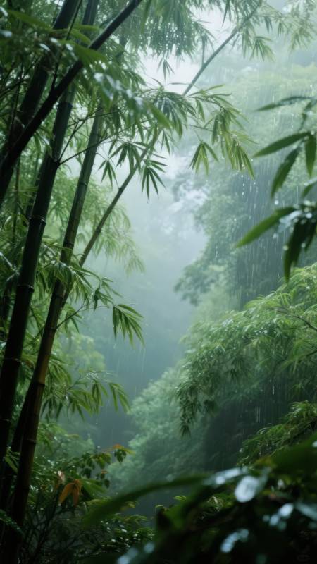 雨雾竹林图片