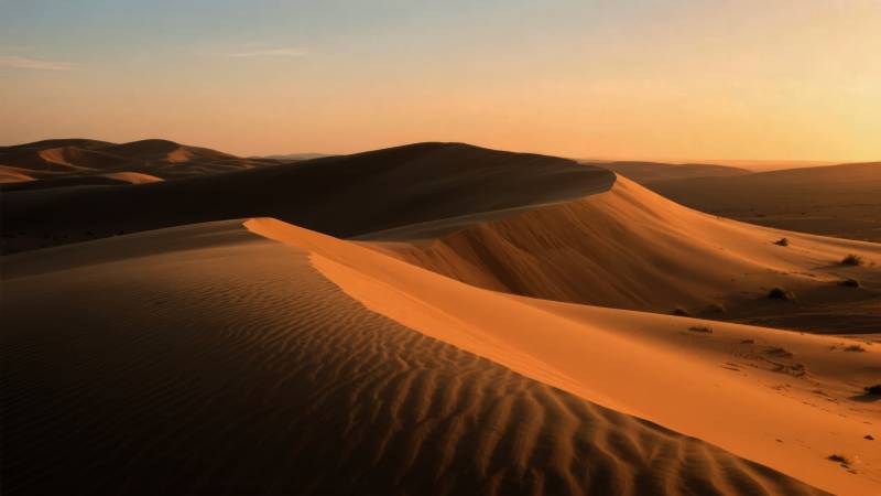 沙漠日落沙丘图片